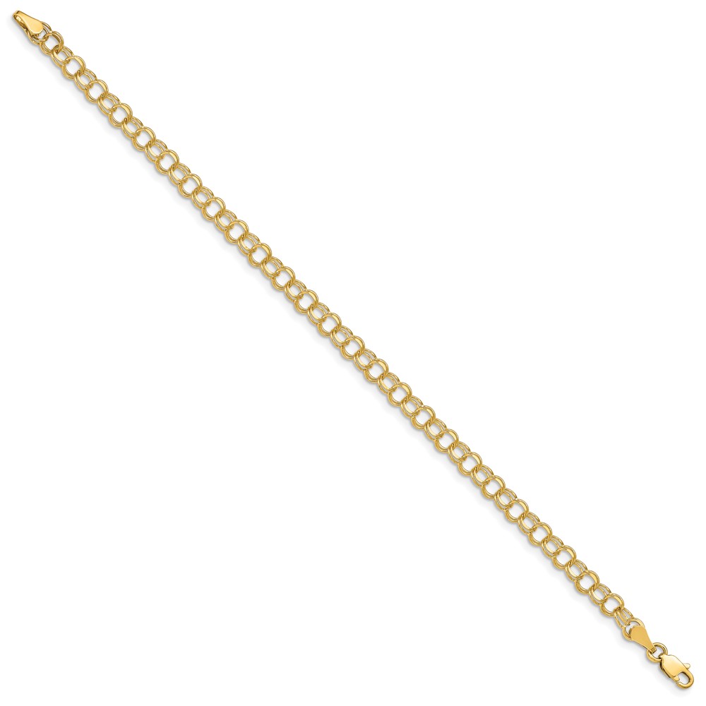 14k 4mm Solid Double Link 7 inch Charm Bracelet (DO506-7)