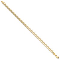 14K 4mm Solid Double Link 7 Inch Charm Bracelet view 2