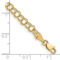 14K 4mm Solid Double Link 7 Inch Charm Bracelet view 3