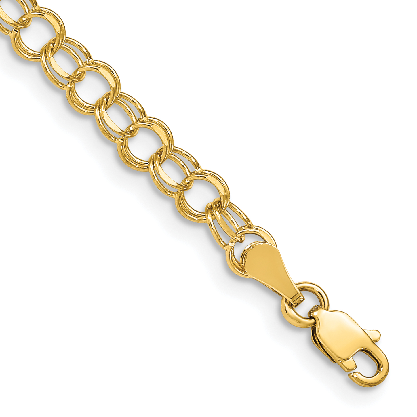 14k 4mm Solid Double Link 6 inch Childs Charm Bracelet (DO506-6)