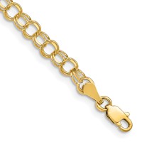 14K 4mm Solid Double Link 7 Inch Charm Bracelet view 1