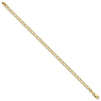 14K 4mm Yellow Gold Solid Double Link Charm Bracelet - 7in view 2