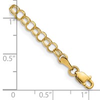 14K 4mm Yellow Gold Solid Double Link Charm Bracelet - 7in view 3
