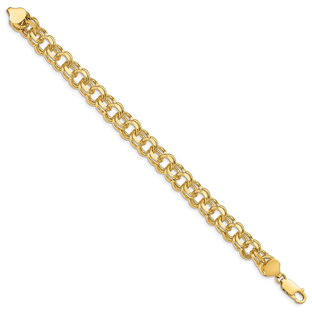 14k 10mm Solid Double Link 7 inch Charm Bracelet (DO508-7)
