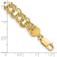14K 10mm Yellow Gold Solid Double Link Charm Bracelet - 7in view 3