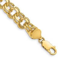 14K 10mm Yellow Gold Solid Double Link Charm Bracelet - 7in view 1