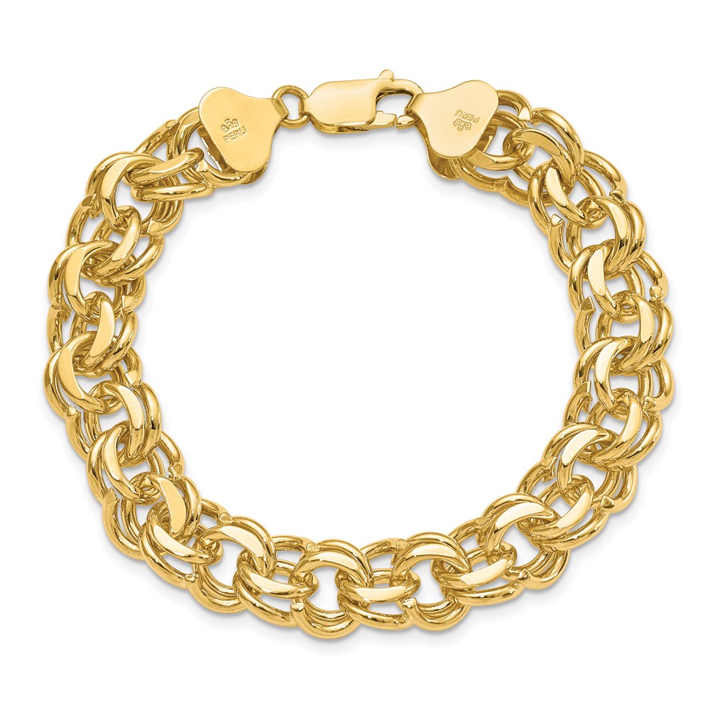 14k 11mm Solid Double Link 8 inch Charm Bracelet (DO509-8)