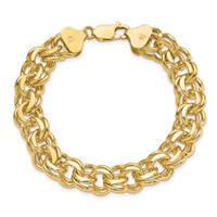 14K 11mm Solid Double Link 7 Inch Charm Bracelet view 4