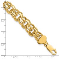 14K 11mm Solid Double Link 7 Inch Charm Bracelet view 3