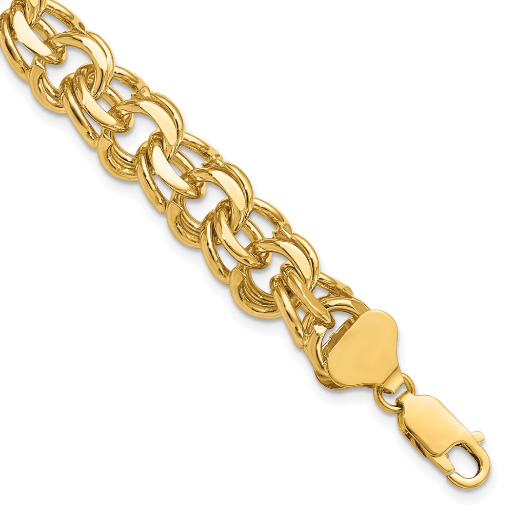 14k 11mm Solid Double Link 8 inch Charm Bracelet (DO509-8)