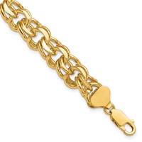14K 11mm Solid Double Link 7 Inch Charm Bracelet view 1