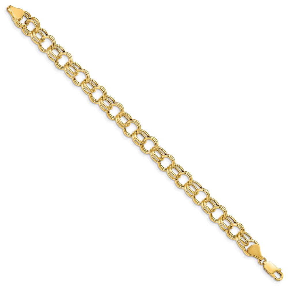 14k 8.5mm Hollow Double Link 8 inch Charm Bracelet (DO520-8)