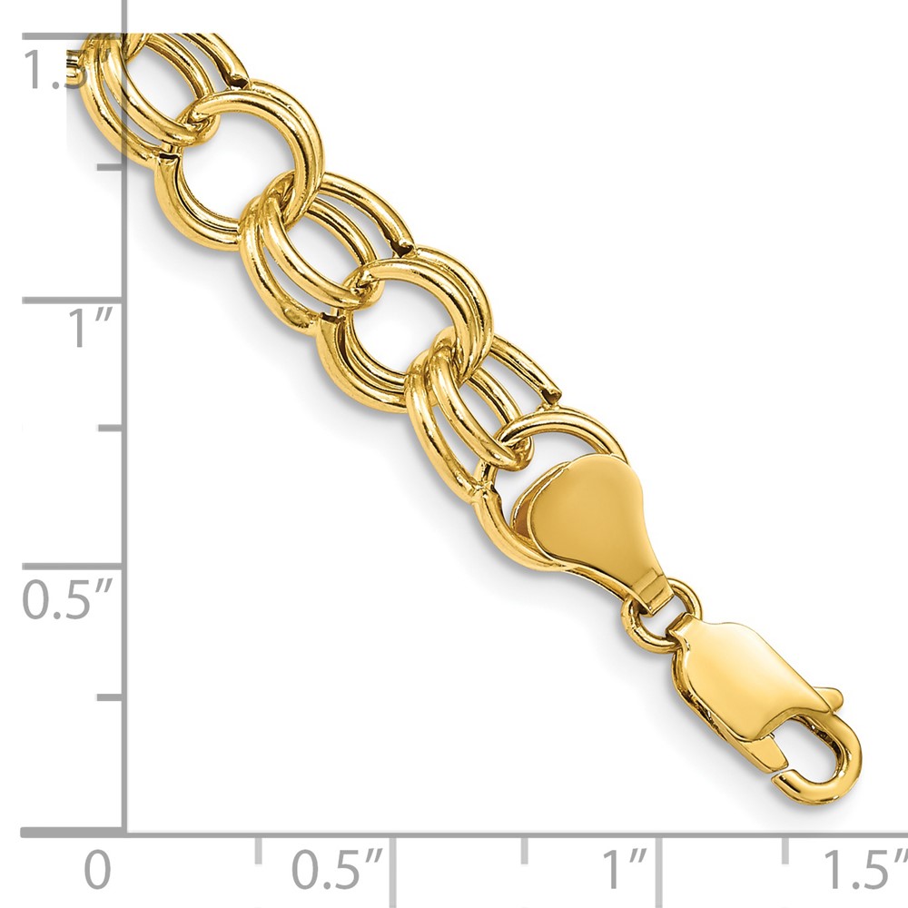 14k 8.5mm Hollow Double Link 8 inch Charm Bracelet (DO520-8)