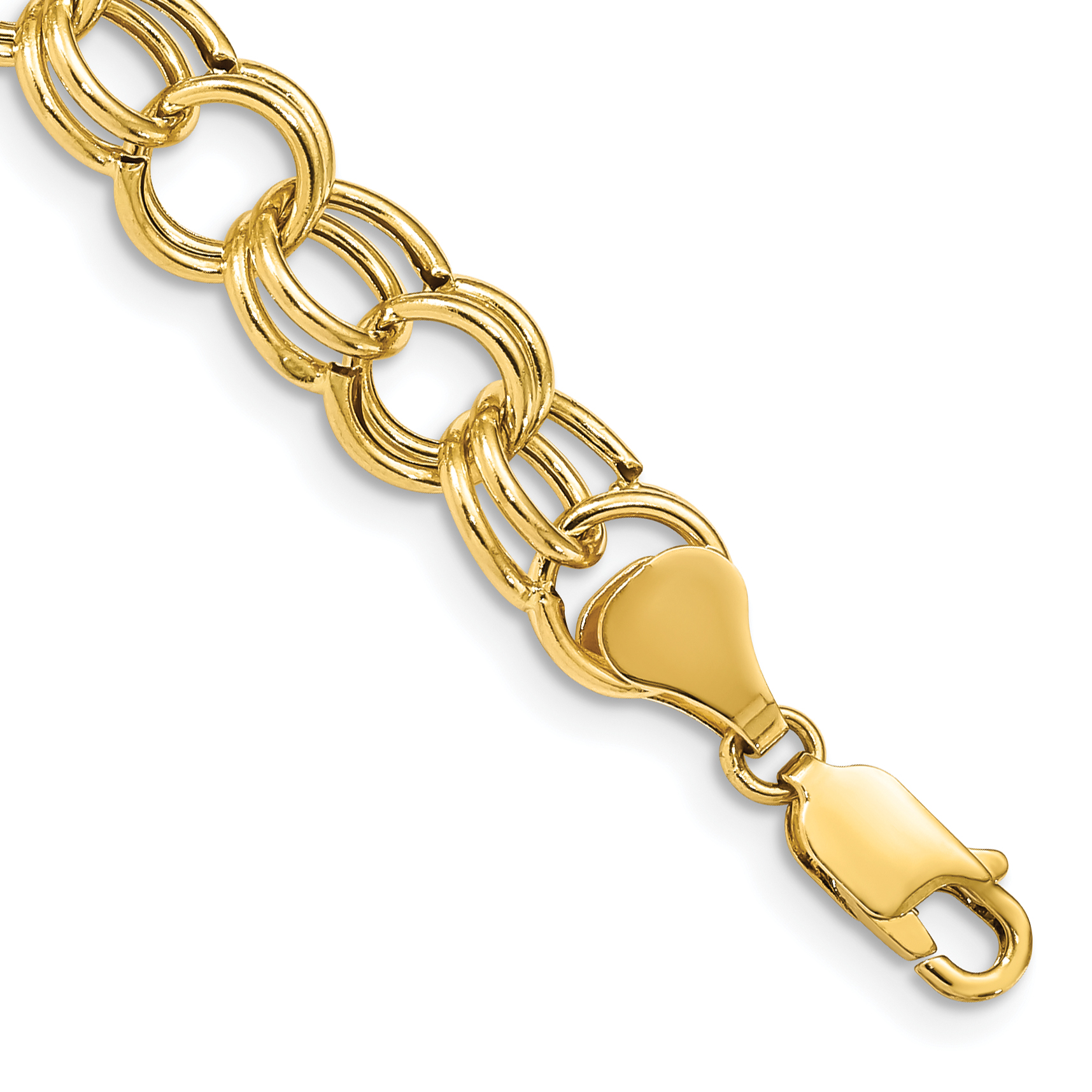 14k 8.5mm Hollow Double Link 8 inch Charm Bracelet (DO520-8)