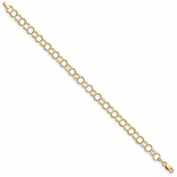 14K 6mm Solid Triple Link 7 Inch Charm Bracelet view 2