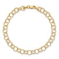 14K 6mm Solid Triple Link 7 Inch Charm Bracelet view 3