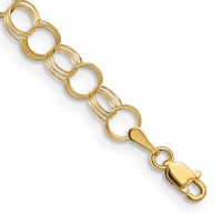 14K 6mm Solid Triple Link 7 Inch Charm Bracelet view 1
