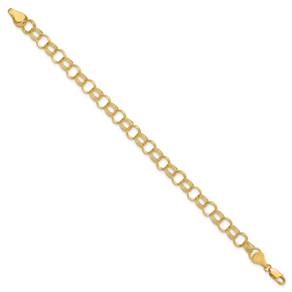 14k 7mm Solid Triple Link 8 inch Charm Bracelet (DO531-8)