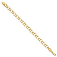 14K 7mm Solid Triple Link 7 Inch Charm Bracelet view 2