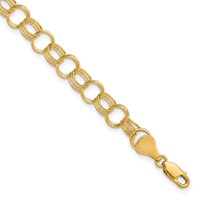 14K 7mm Solid Triple Link 7 Inch Charm Bracelet view 1