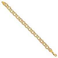 14K 7mm Solid Textured Triple Link 7 Inch Charm Bracelet view 2