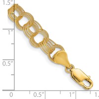 14K 7mm Solid Textured Triple Link 7 Inch Charm Bracelet view 3