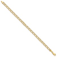 14K 5mm Hollow Double Link 7 Inch Charm Bracelet view 2