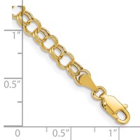 14K 5mm Hollow Double Link 7 Inch Charm Bracelet view 3