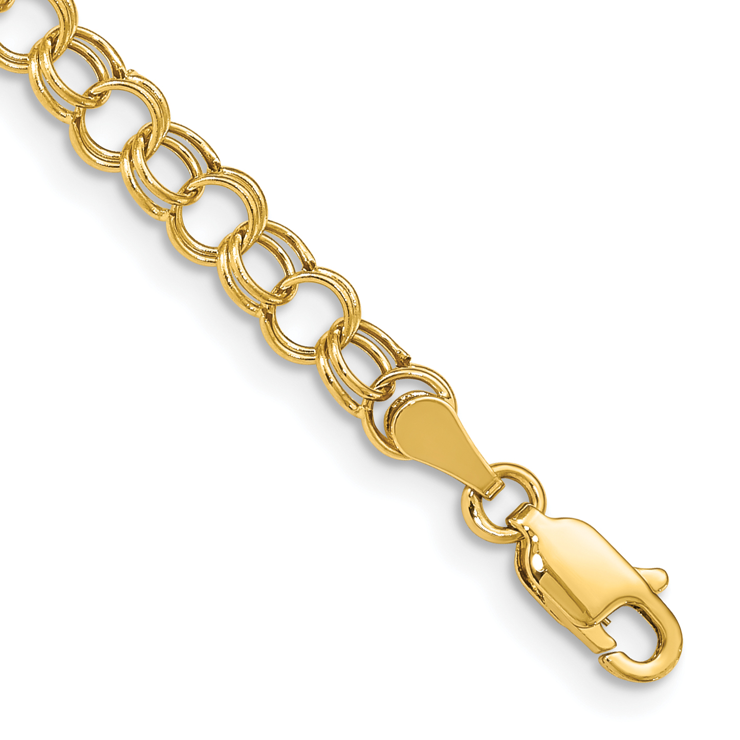 14k 5mm Hollow Double Link 5.5 inch Childs Charm Bracelet (DO540-5.5)