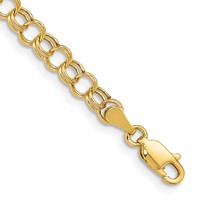 14K 5mm Hollow Double Link 7 Inch Charm Bracelet view 1