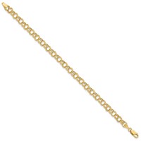 14K 6mm Yellow Gold Hollow Double Link Charm Bracelet - 7in view 2