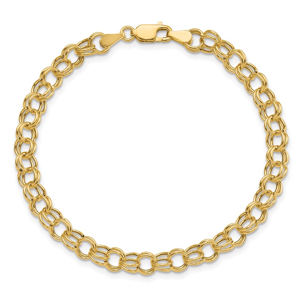 14k 6mm Hollow Double Link 8 inch Charm Bracelet (DO541-8)