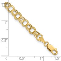 14K 6mm Yellow Gold Hollow Double Link Charm Bracelet - 7in view 5