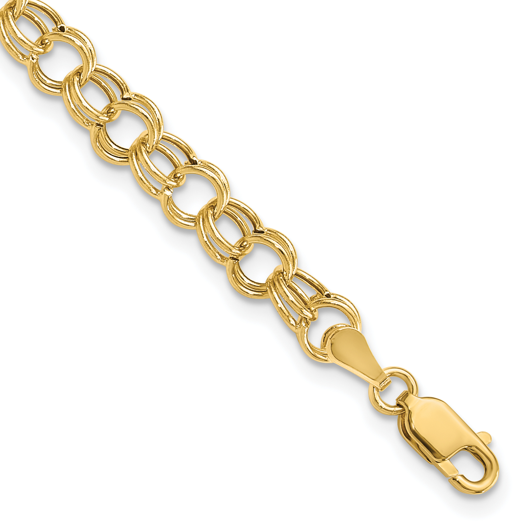 14k 6mm Hollow Double Link 6 inch Childs Charm Bracelet (DO541-6)
