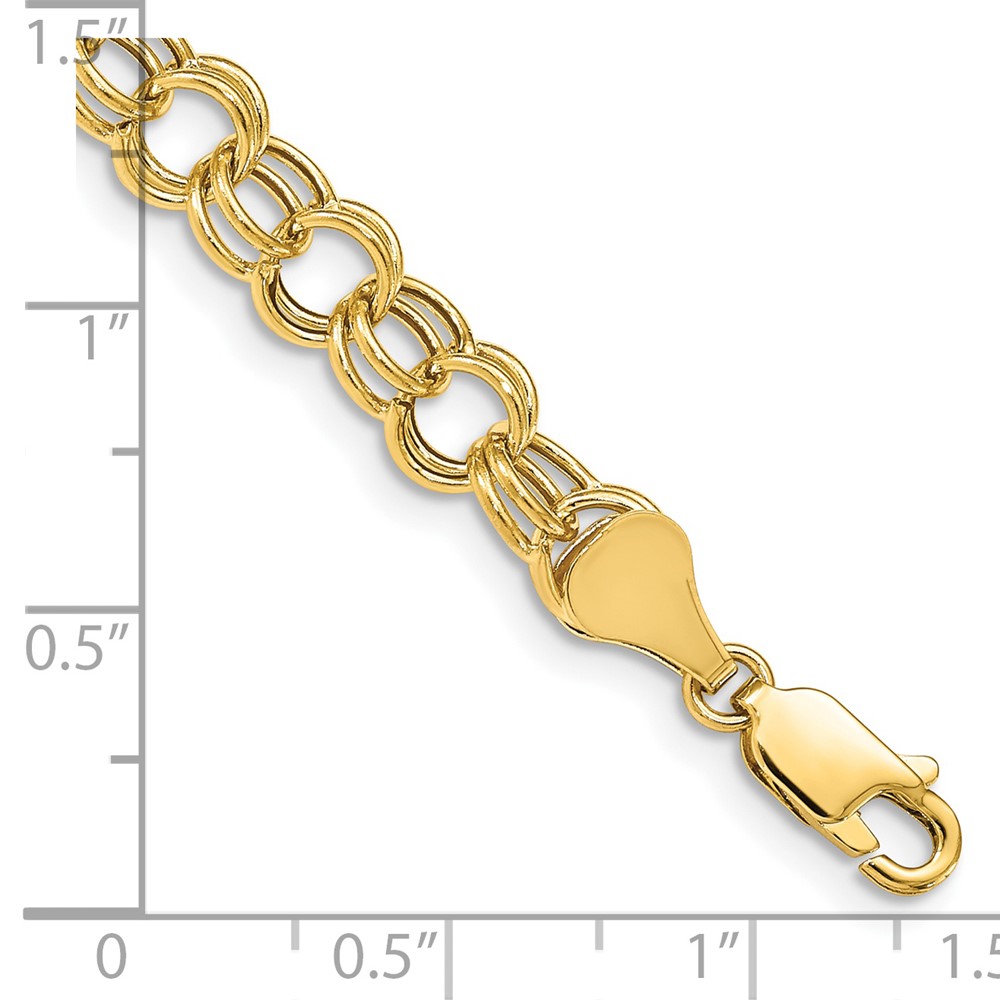 14k 6mm Hollow Double Link 7 inch Charm Bracelet (DO542-7)