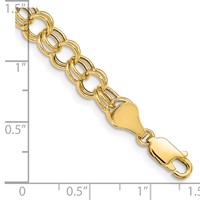 14K 6mm Yellow Gold Hollow Double Link Charm Bracelet, 7" view 3