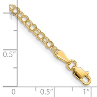 14K 3mm Solid Double Link 7 Inch Charm Bracelet view 3