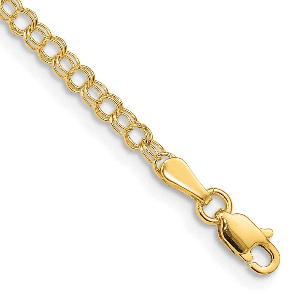 Pre-owned Skyjewelers Real 14k Yellow Gold 3mm Solid Double Link Charm Chain Bracelet; 7 Inch
