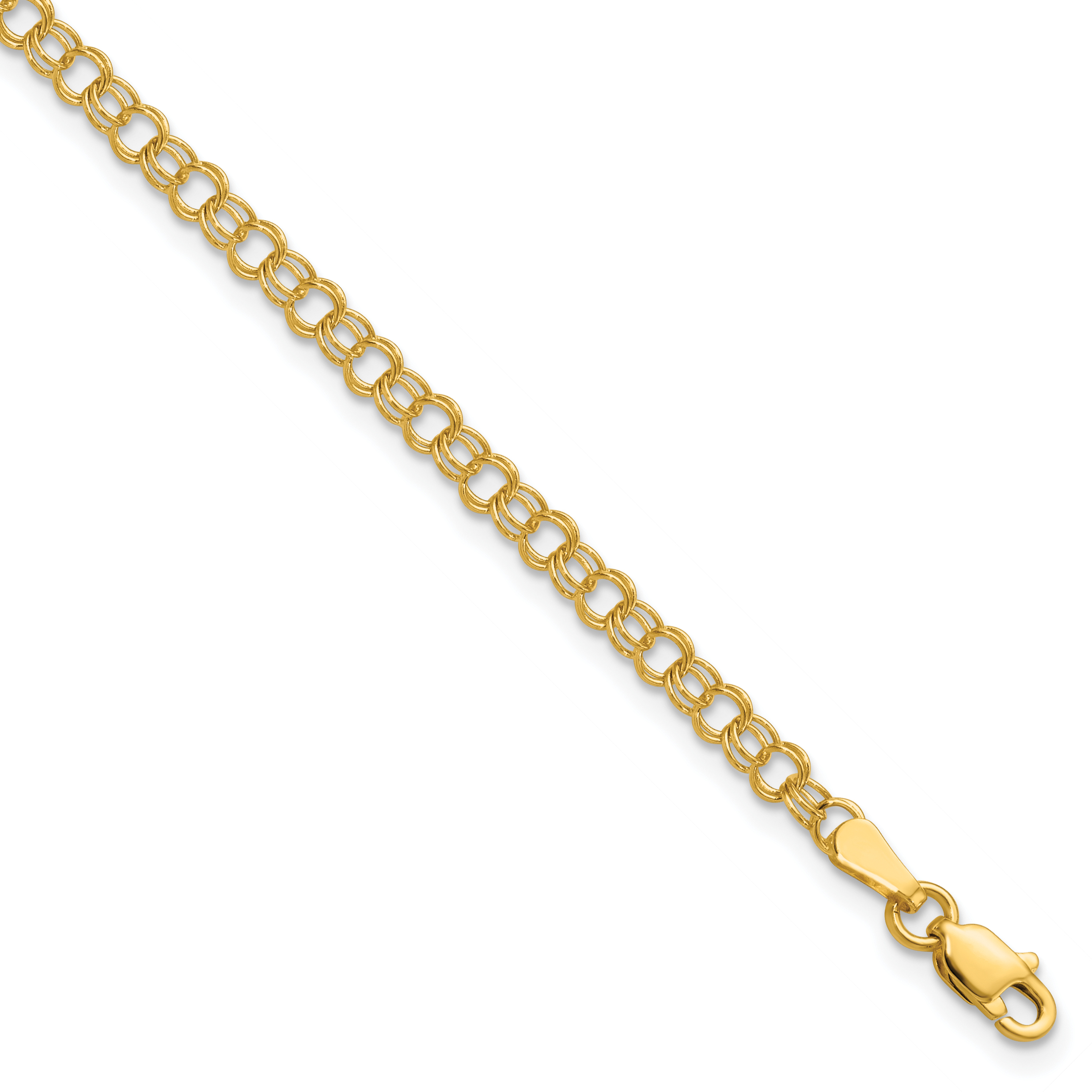14k 3.5mm Solid Double Link 6 inch Childs Charm Bracelet (DO554-6)