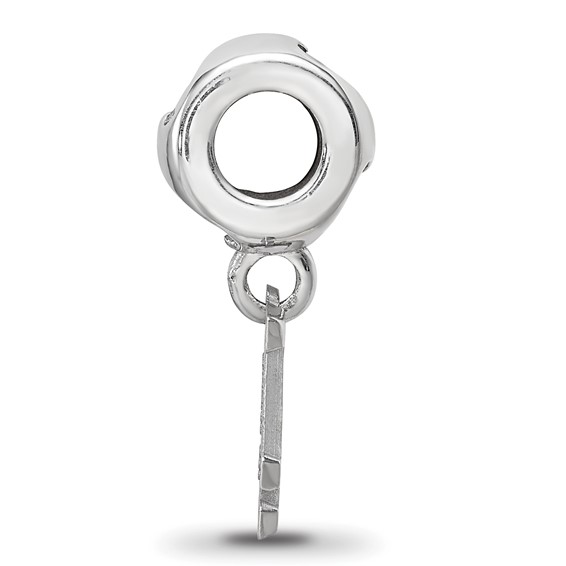 Sterling Silver Rh-plated LogoArt Los Angeles Dodgers LA on Heart Bead