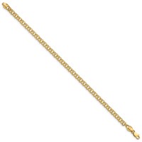 14K 3.75mm Yellow Gold Diamond-cut Solid Heavy Double Link Charm Bracelet, 7" view 2