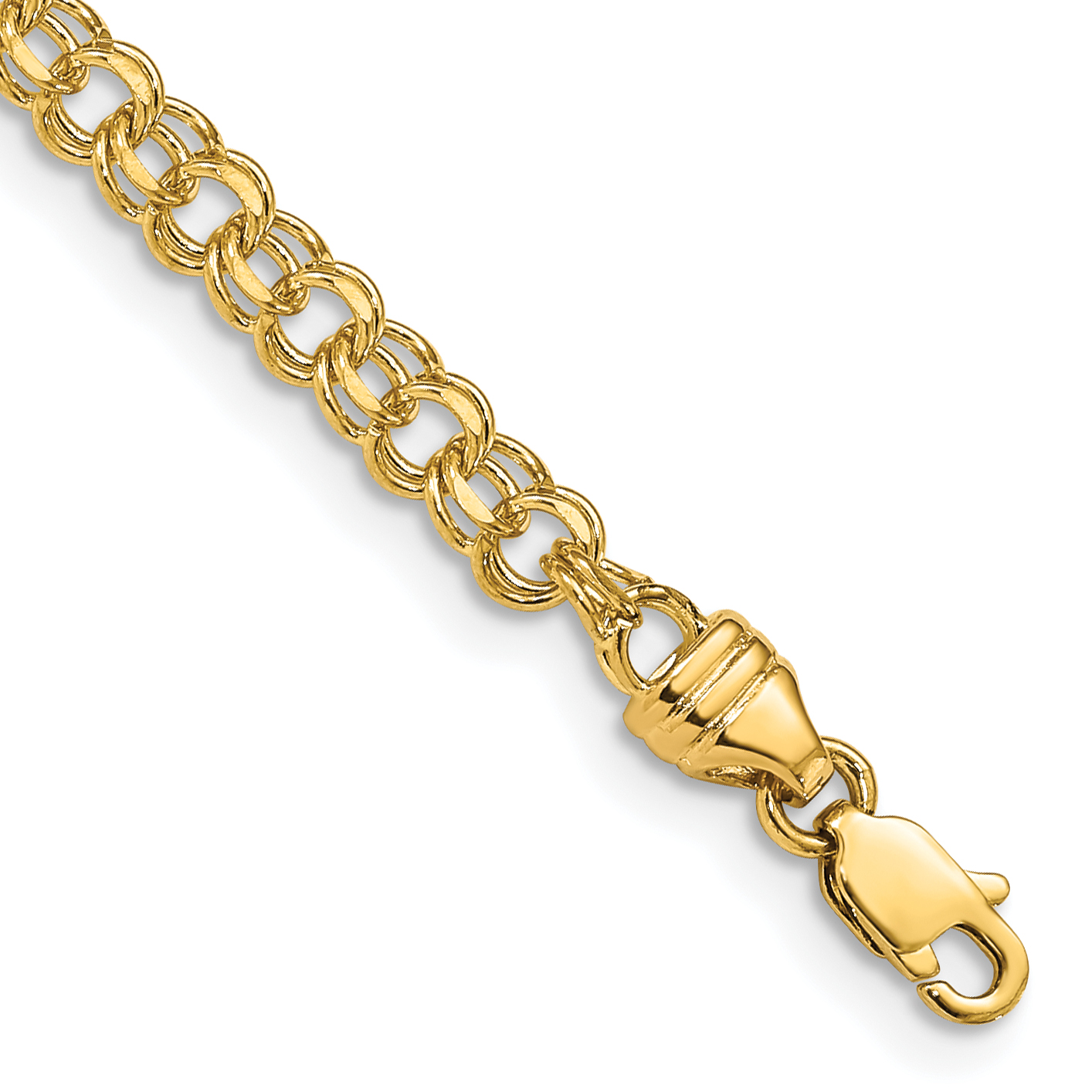14k 3.75mm Diamond-cut Solid Heavy Double Link 7 inch Charm Bracelet (DOH15-7)