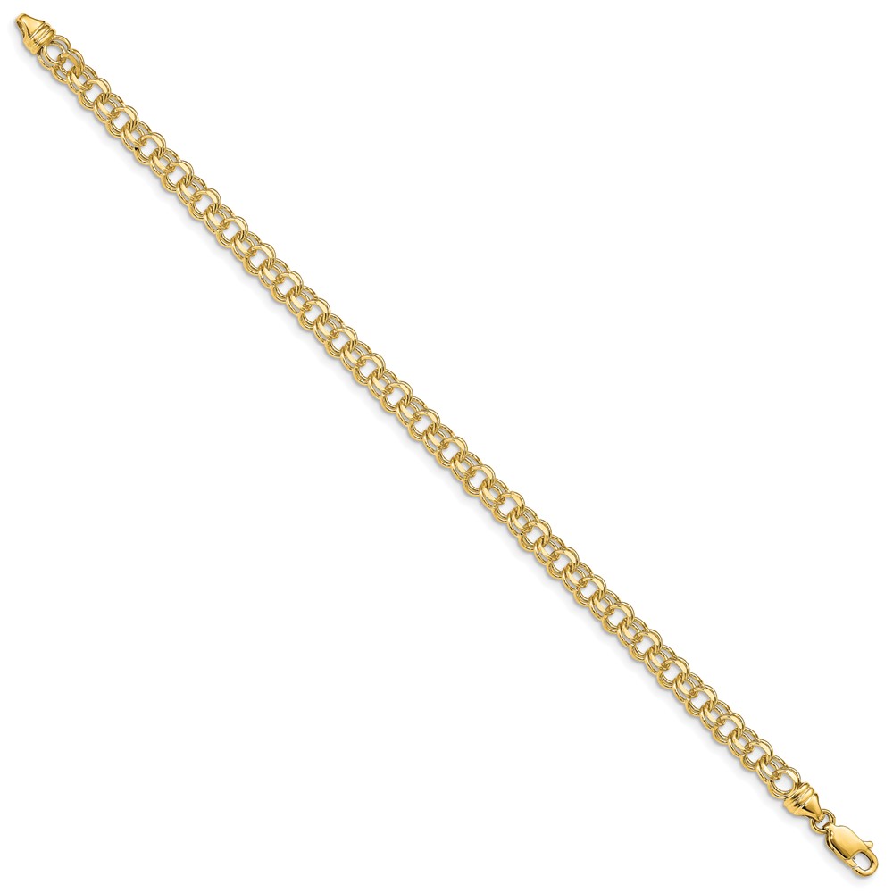 14k 4.75mm Diamond-cut Solid Heavy Double Link 7 inch Charm Bracelet (DOH16-7)