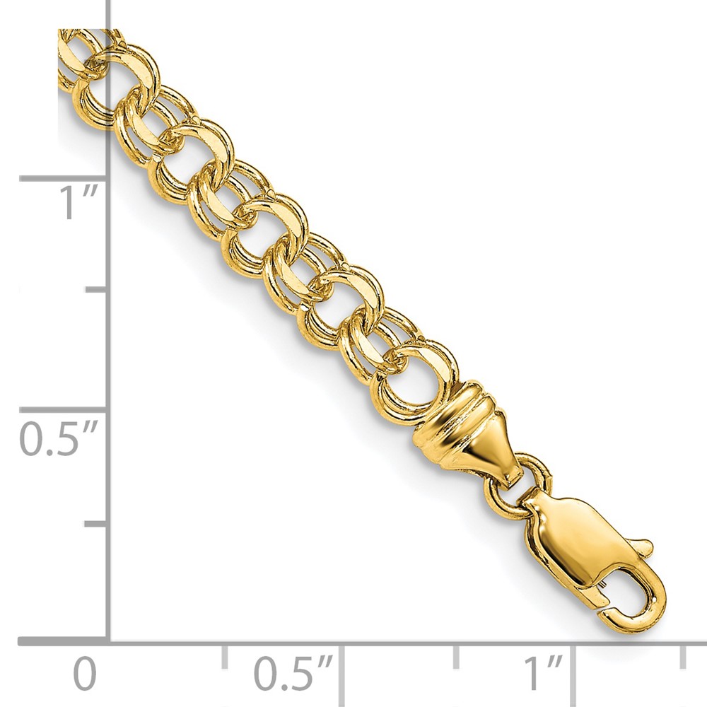 14k 4.75mm Diamond-cut Solid Heavy Double Link 7 inch Charm Bracelet (DOH16-7)