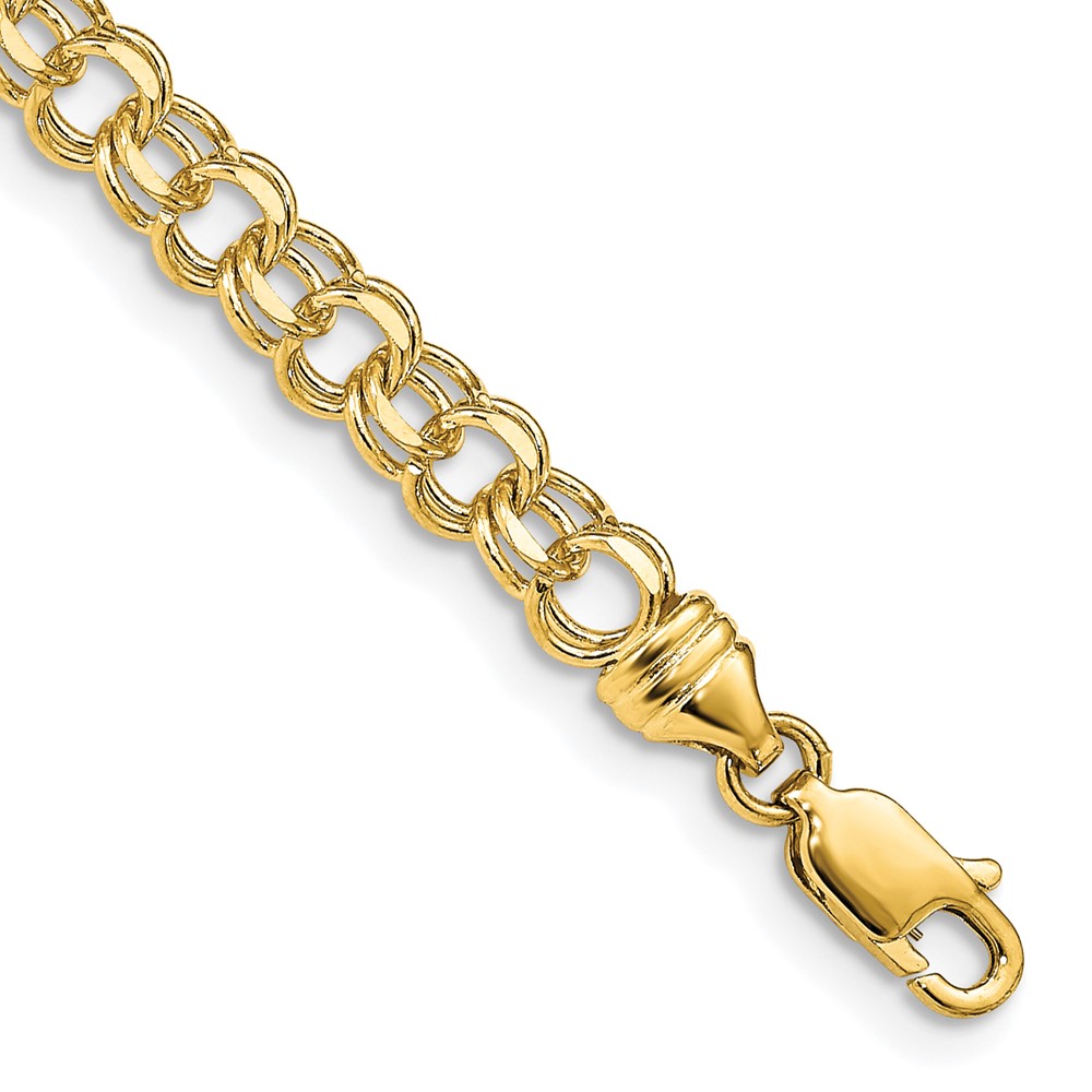14k 4.75mm Diamond-cut Solid Heavy Double Link 7 inch Charm Bracelet (DOH16-7)