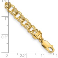 14K 5.5mm Yellow Gold Diamond-cut Solid Heavy Double Link Charm Bracelet - 7in view 3