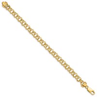 14K 6.5mm Yellow Gold Diamond-cut Solid Heavy Double Link Charm Bracelet - 7in view 2
