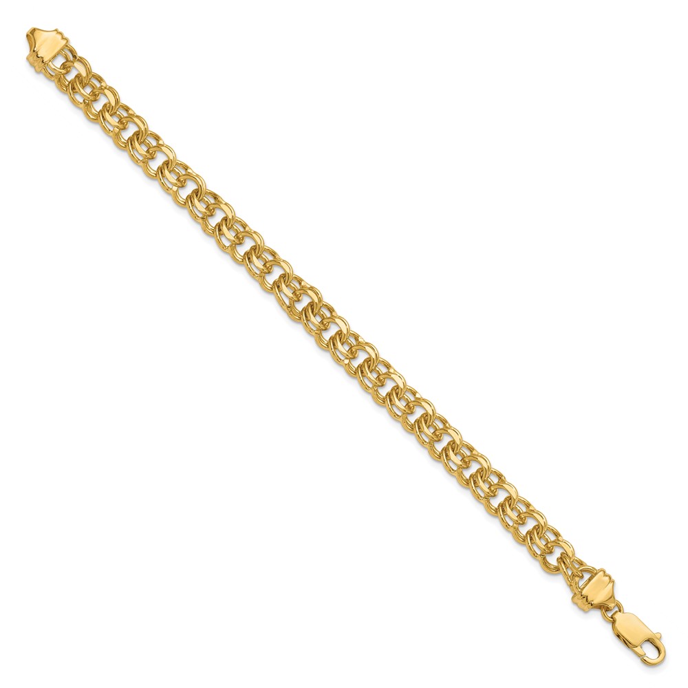 14k 7.5mm Diamond-cut Solid Heavy Double Link 8 inch Charm Bracelet (DOH19-8)