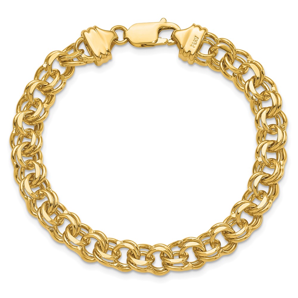 14k 7.5mm Diamond-cut Solid Heavy Double Link 8 inch Charm Bracelet (DOH19-8)