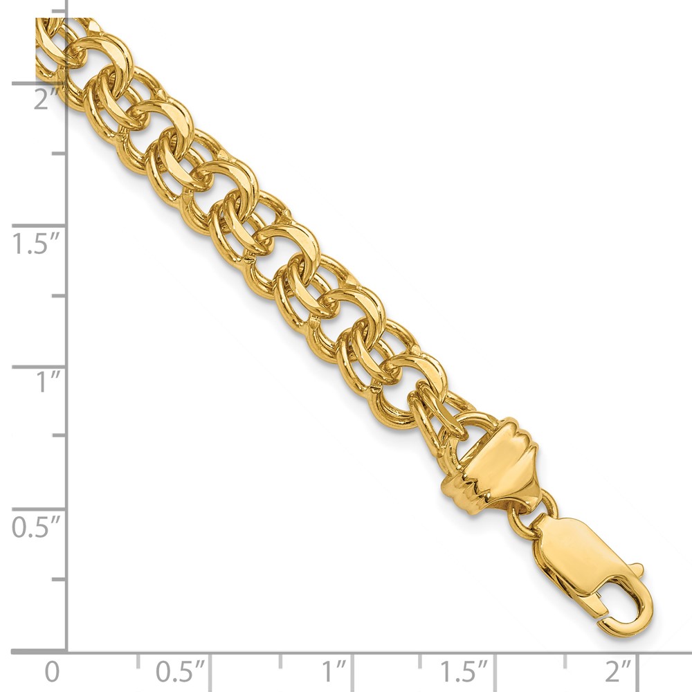 14k 7.5mm Diamond-cut Solid Heavy Double Link 8 inch Charm Bracelet (DOH19-8)